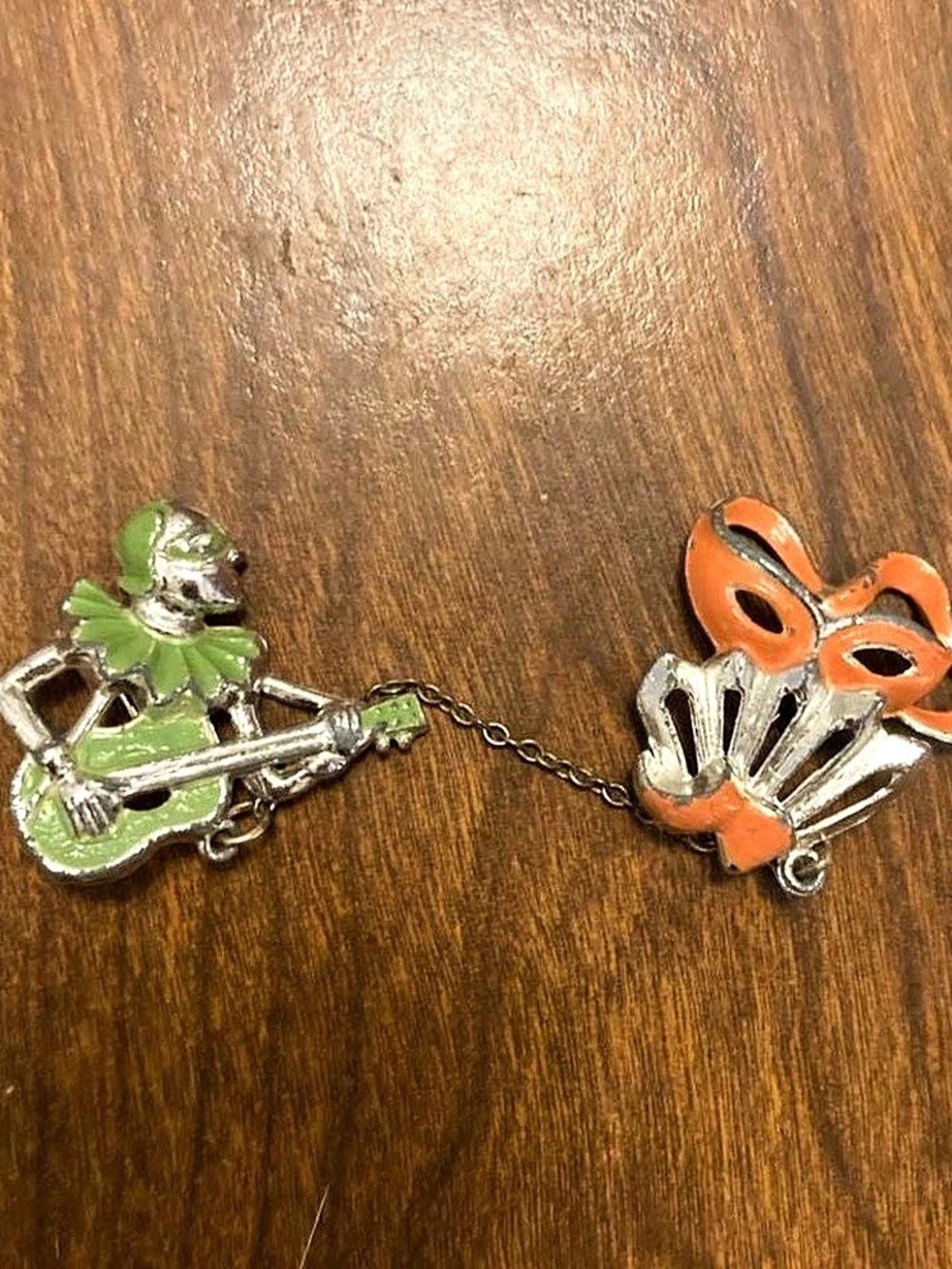 Linked Musician & Masquerade Brooch Set